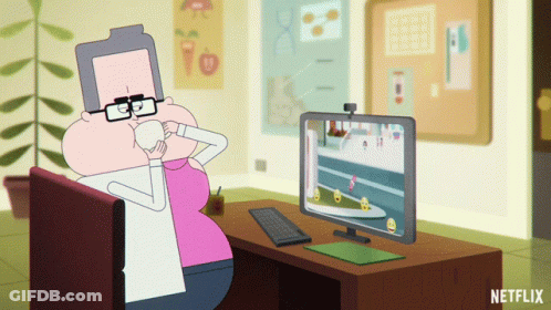 Man At Desk With Netflix Computer GIF
