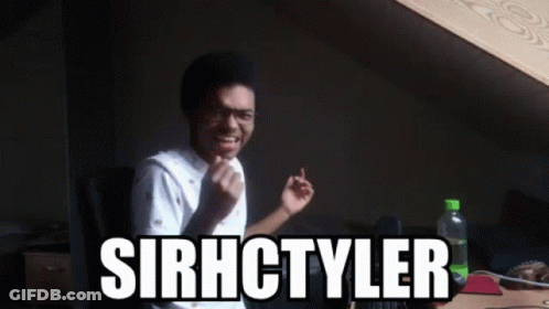 Man At Desk With Sirhctyler On Screen GIF