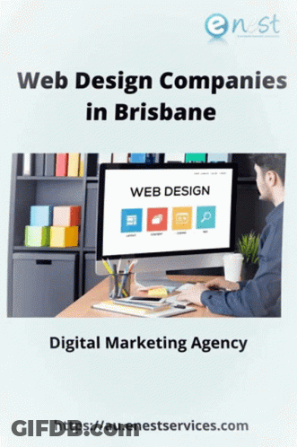 Man At Desk With Web Design On Screen GIF