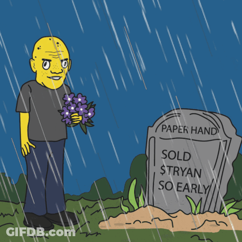 Man At Grave Saying Paper Hand Sold Tryan So Early GIF