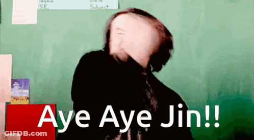 Man At Green Chalkboard Saying Aye Aye Jin GIF
