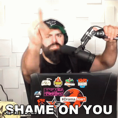Man At Laptop Saying Shame On You GIF