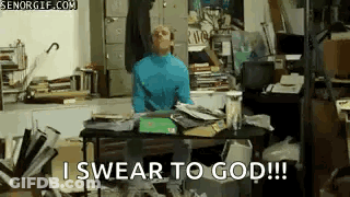 Man At Messy Desk Saying I Swear To God GIF