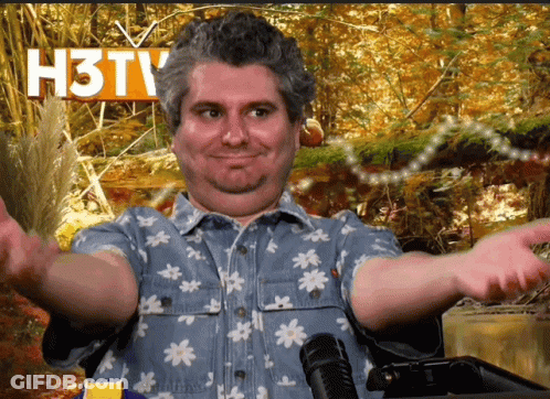 Man At Microphone In Front Of The Podcast Sign GIF