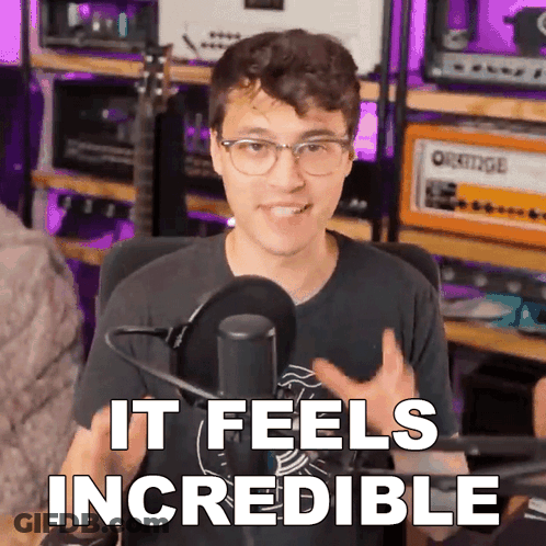 Man At Microphone Saying It Feels Incredible GIF