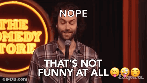 Man At Microphone Saying Nope That's Not Funny At All GIF