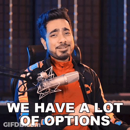 Man At Microphone Saying We Have A Lot Of Options GIF