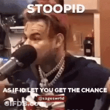 Man At Microphone With Stoopid Caption GIF