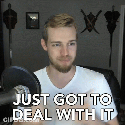 Man At Microphone With Text Just Got To Deal With It GIF