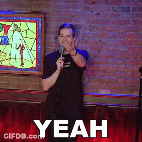 Man At Microphone With Yeah On Bottom GIF