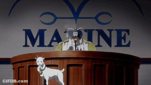 Man At Podium In Front Of Marine Logo GIF