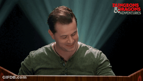 Man At Podium With Dungeons & Dragons Adventures GIF