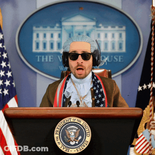 Man At Podium With Presidential Seal GIF