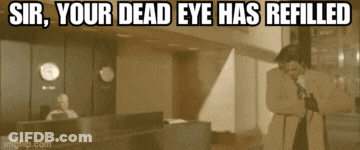 Man At Reception Desk Saying Sir Your Dead Eye Has Refilled GIF