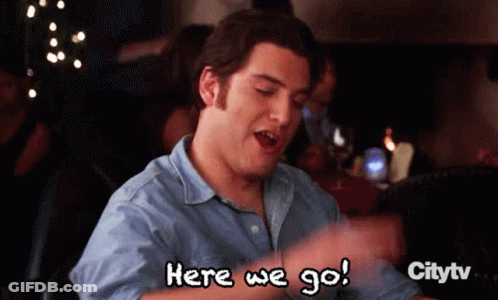 Man At Table Saying Here We Go GIF