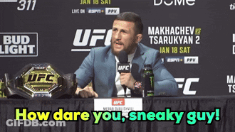 Man At Table With Microphone In Front Of UFC Sign GIF