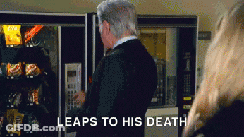 Man At Vending Machine Saying Leaps To His Death GIF