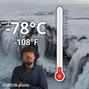 Man At Waterfall With Thermometer 78 Degrees GIF