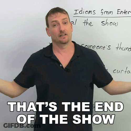 Man At Whiteboard Saying That's The End Of The Show GIF