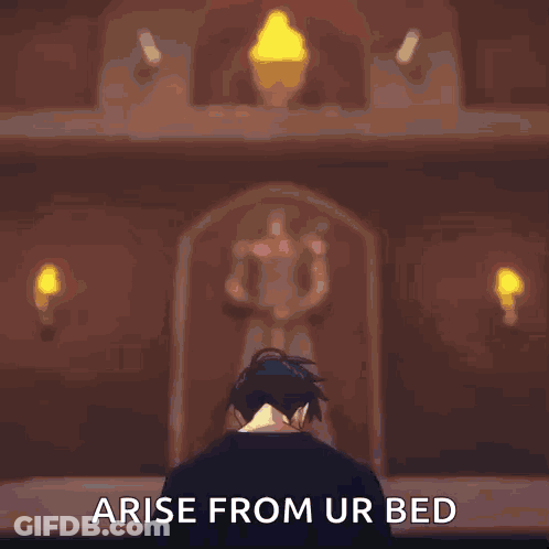 Man Before Blue Object Arise From Ur Bed GIF