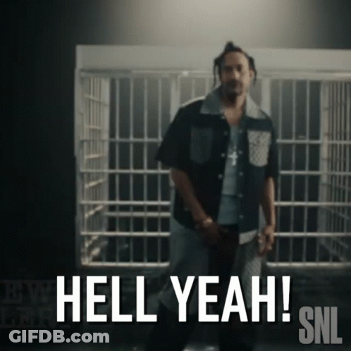 Man Before Jail Cell Saying Hell Yeah SNL GIF