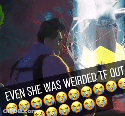 Man Behind Broken Glass Captioned Even She Was Weirded Out GIF