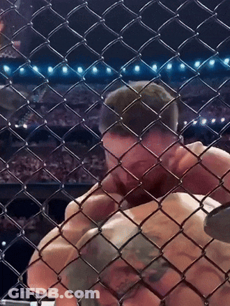 Man Behind Chain Link Fence In Boxing Match GIF