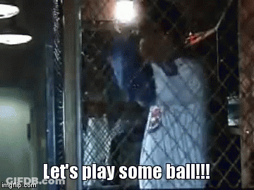 Man Behind Chain Link Fence Says Let's Play Some Ball GIF