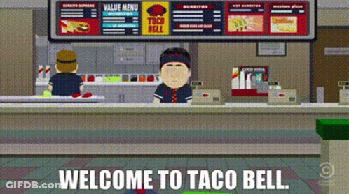 Man Behind Counter Saying Welcome To Taco Bell GIF