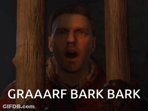 Man Behind Fence Saying Graaarf Bark Bark GIF