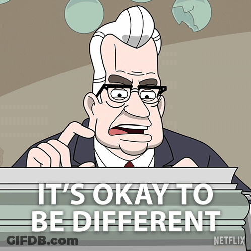 Man Behind It's Okay To Be Different Sign GIF