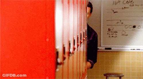 Man Behind Red Lockers Saying 16P Cub GIF