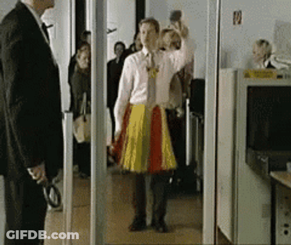 Man Belly Dance Inside Airport GIF