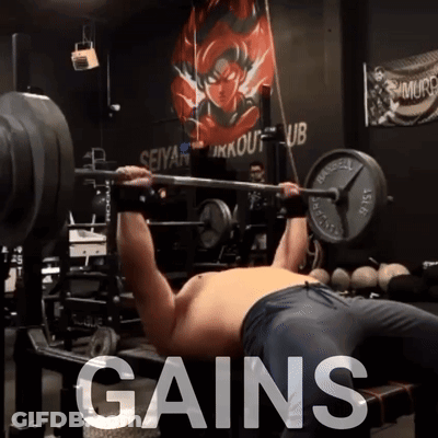 Man Bench Pressing Barbell With Gains GIF