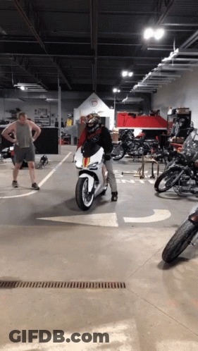 Man Beside White Motorcycle GIF