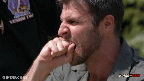Man Biting Nails In Fire Rescue Shirt GIF