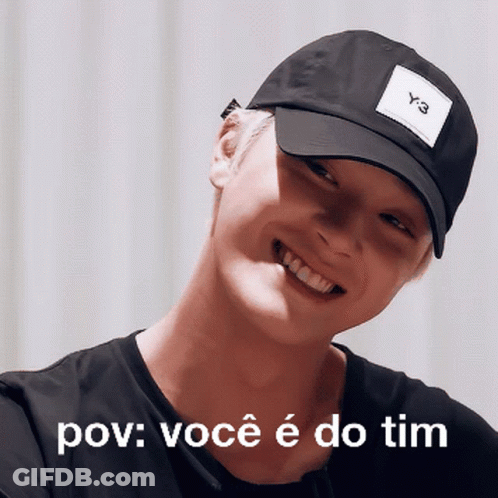 Man Black Hat Smiling Pov: Você E Do Tim GIF
