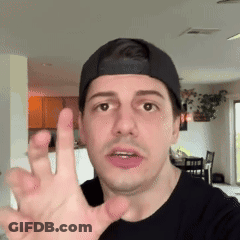 Man Black Shirt Baseball Cap High-Fiving Funny Face GIF