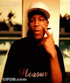 Man Black Shirt Pleasure Giving Middle Finger GIF