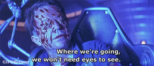 Man Bleeding Saying We Won't Need Eyes GIF