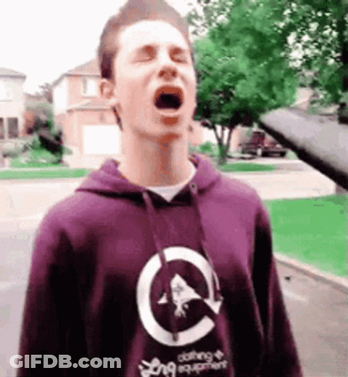 Man Blow His Face With Blower GIF