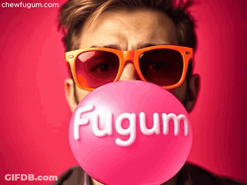 Man Blowing Bubble Gum With Sunglasses GIF