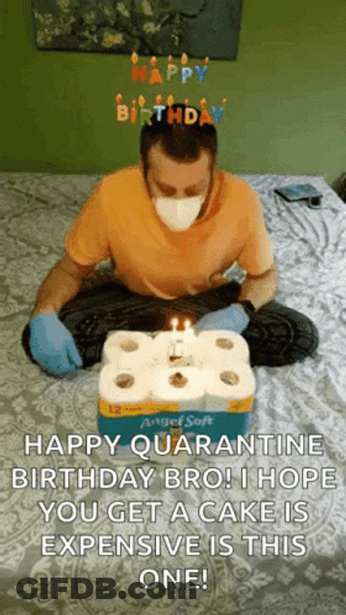 Man Blowing Candle Cake Happy Birthday GIF
