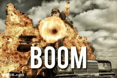 Man Blowing Donut In Front Of Car Saying Boom GIF