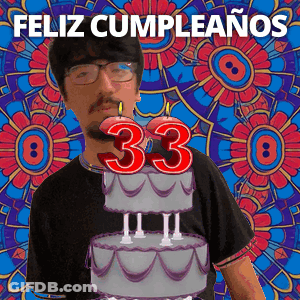 Man Blowing Out Candle On Birthday Cake Says 33 GIF