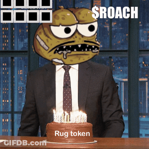 Man Blowing Out Candles On Rug Token Cake GIF