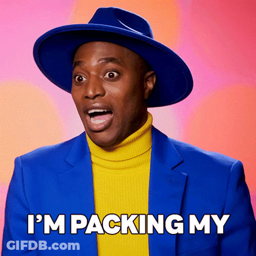 Man Blue Hat Yellow Turtleneck I'm Packing GIF
