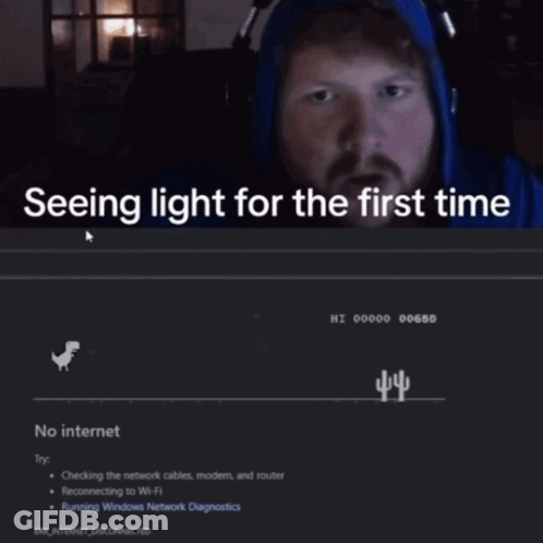 Man Blue Hoodie Computer Seeing Light First Time GIF