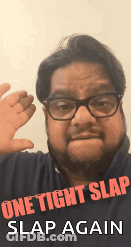 Man Blue Shirt Glasses One Tight Slap Slap Again GIF