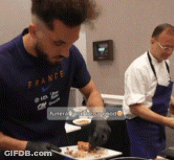 Man Blue Shirt Saying France Is Preparing Food GIF